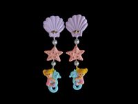 1991 Seashell dangly earrings polly pocket
