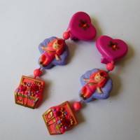 1992 Princess Jasmines dangly earrings dark pink (2)