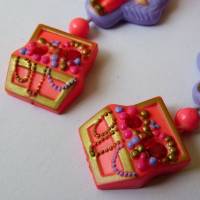 1992 Princess Jasmines dangly earrings dark pink (3)